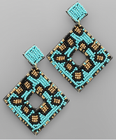 Beaded Diamond Leo Earrings ALL SALES FINAL

