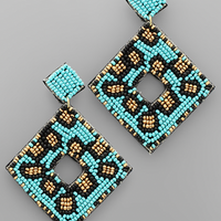 Beaded Diamond Leo Earrings ALL SALES FINAL