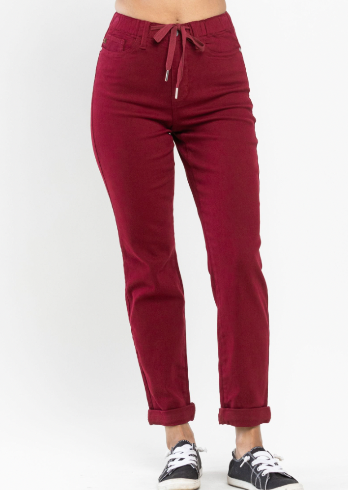 HW Pull On Double Cuff Joggers - Scarlet