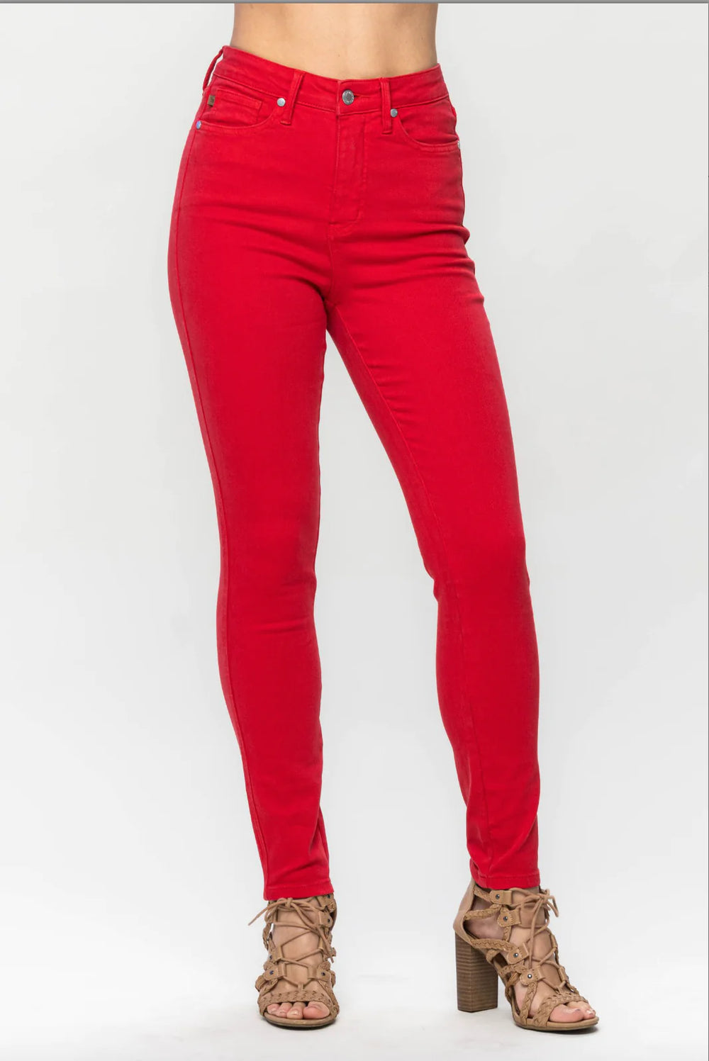HW Tummy Control Red Skinny Jeans