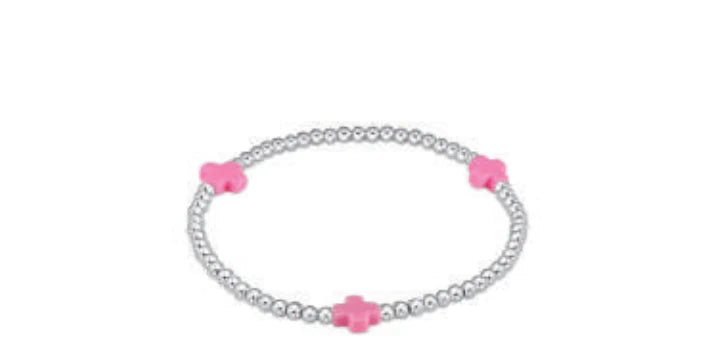 enewton Signature Cross Sterling Pattern 3mm Bead Bracelet - Bright Pink