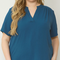 Deep Teal V-Neck Top