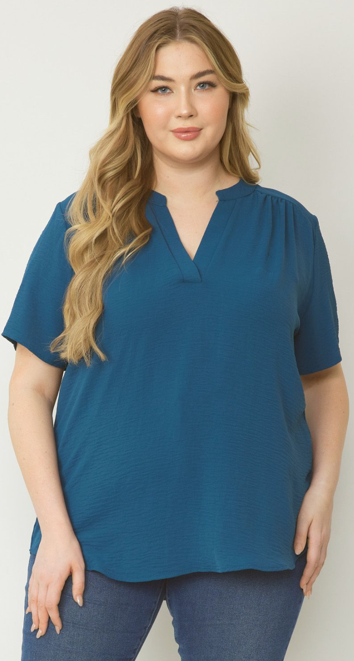 Deep Teal V-Neck Top