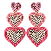 Beaded Rhinestone Heart Earrings