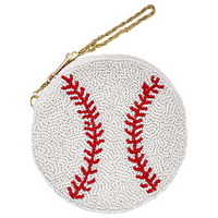 Baseball Themed Beaded Coin Pouch