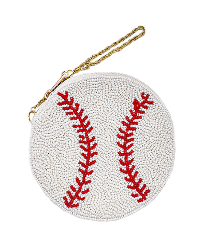 Baseball Themed Beaded Coin Pouch