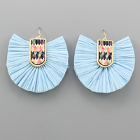 Printed Wood & Raffia Earrings