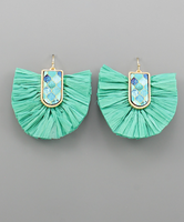 Printed Wood & Raffia Earrings
