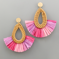 Teardrop & Fan Raffia Earrings