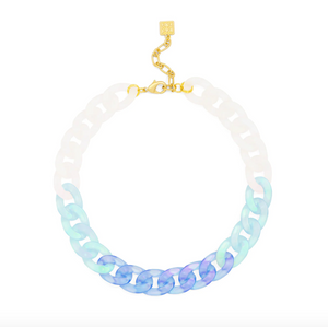 Blue Resin Mixed Colorway Curb Chain Collar Necklace