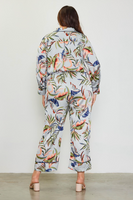 Floral Print Elastic Waist Pants
