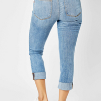 Judy Blue Mid Rise Cuffed Skinny Capri