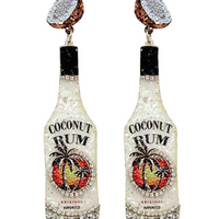 Coconut Rum Bottle Glitter Earrings