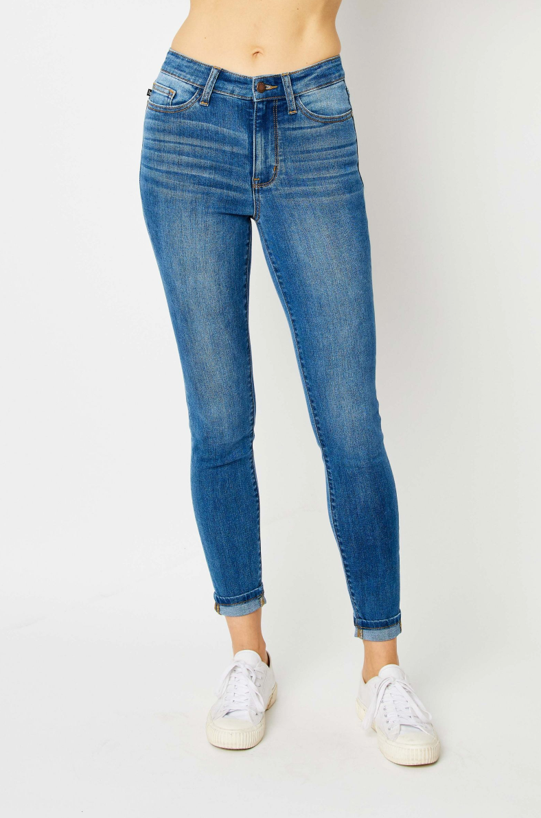 Judy Blue High Waist Cuffed Hem Skinny Jeans