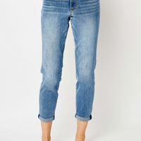 Judy Blue Mid Rise Cuffed Slim Jeans
