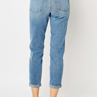 Judy Blue Mid Rise Cuffed Slim Jeans