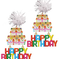 Birthday Cake Pompom Earrings