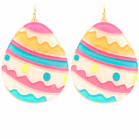 Hot Pink Easter Egg Acrylic Earrings