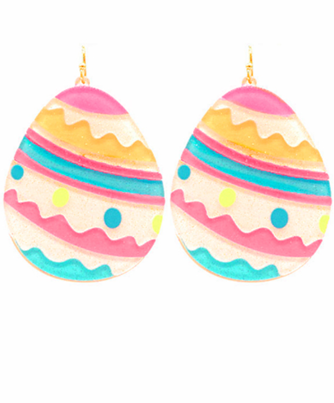 Hot Pink Easter Egg Acrylic Earrings