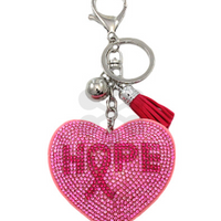 Hope Heart Rhinestone Keychain