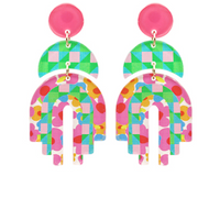 Spring Print Geometric Arch Earrings