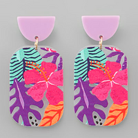 Half Moon Flower Resin Earrings