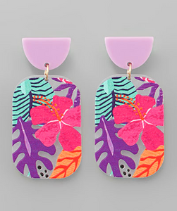 Half Moon Flower Resin Earrings