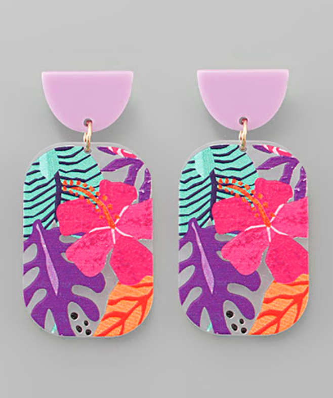 Half Moon Flower Resin Earrings