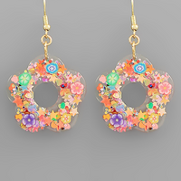 Glazed Flower Dangle Earrings