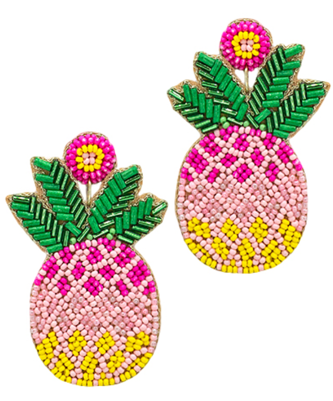 Beaded Pineapple Earrings