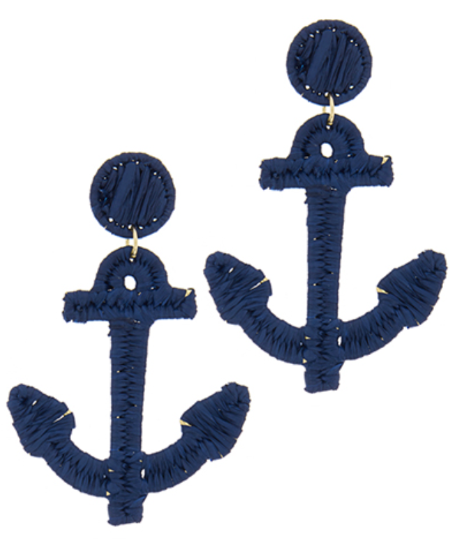 Raffia Anchor Dangle Earrings