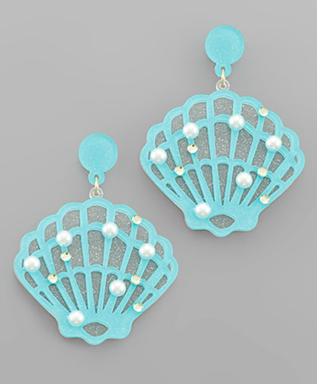 Acrylic Seashell Dangle Earrings