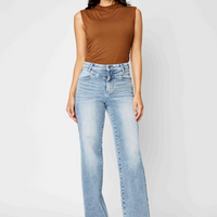 Judy Blue High Waist Front Yoke Retro Wide Leg Jeans