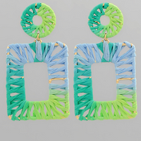 Wrapped Raffia Rectangle Earrings