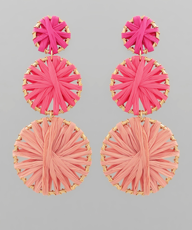 3 Tiered Raffia Drop Earrings