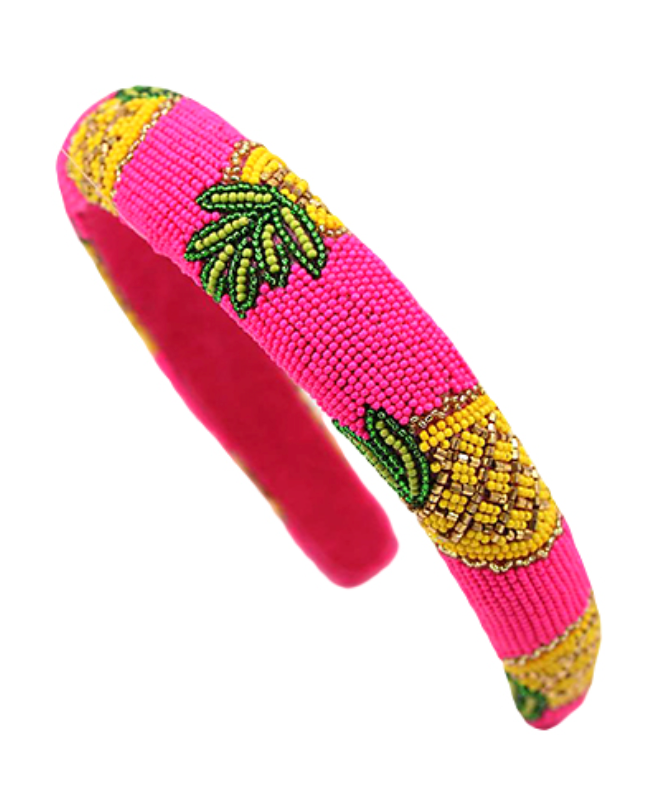 Fuchsia Beaded Pineapple Headband