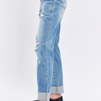 Judy Blue HW Patch Pocket Destroyed Boyfriend Jeans