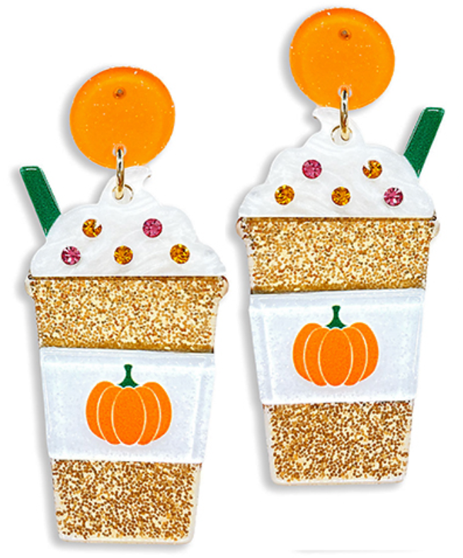 Resin Pumpkin Spice Latte Earrings