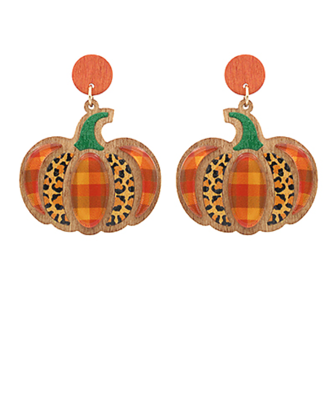 Leopard Print Pumpkin Earrings