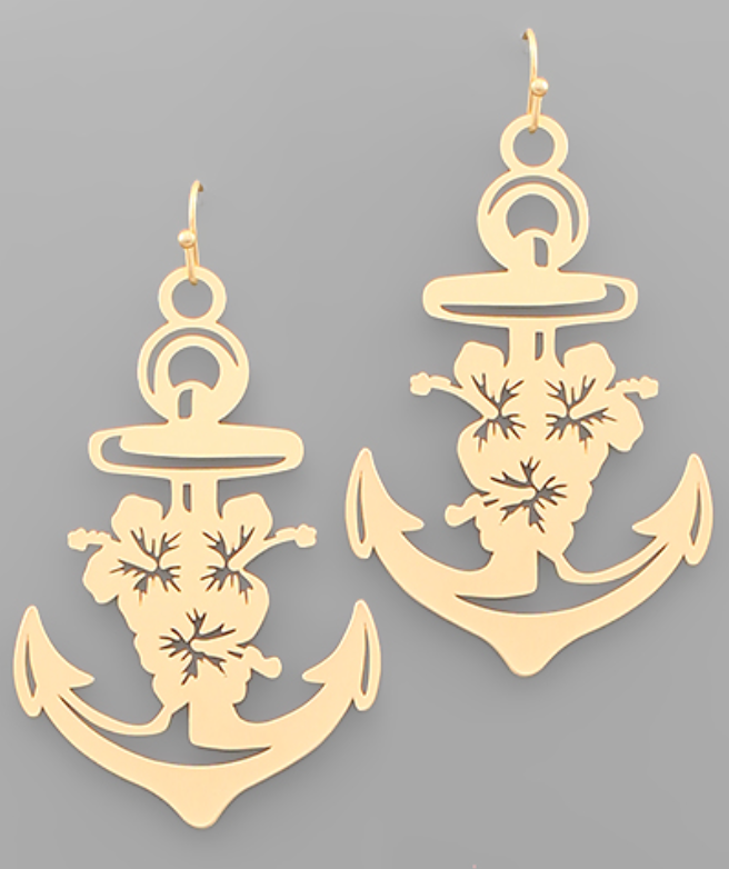 Flower Filigree Anchor Earrings