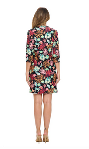 Black Arlene Quarter Sleeve Shift Dress