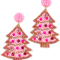 Beaded Christmas Tree Earrings