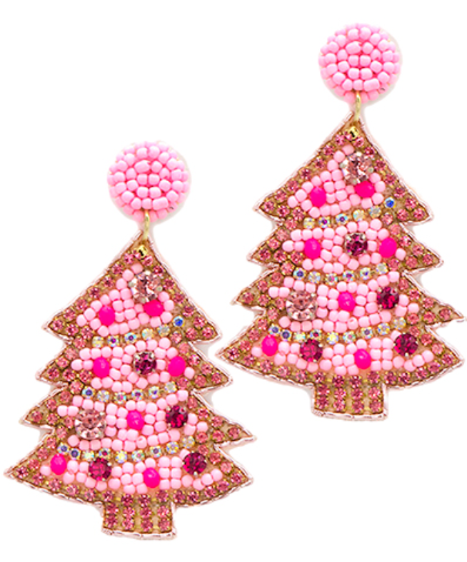 Beaded Christmas Tree Earrings
