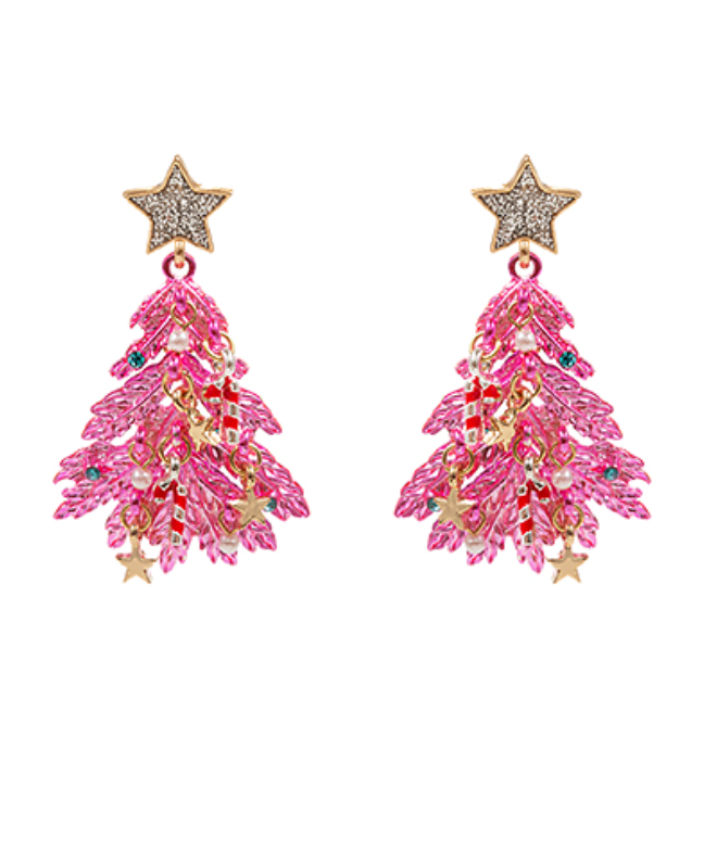 Dangly Christmas Tree Earrings