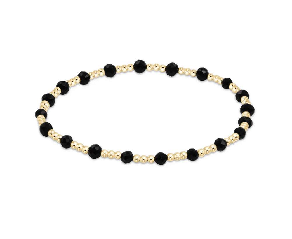 enewton Gemstone Gold Sincerity Pattern 3mm Bead Bracelet in Faceted Onyx