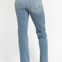 Judy Blue High Waist Dad Straight Destroyed Harsh Tint Jeans