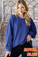 Puff Sleeve Ribbed Long Sleeve Top
