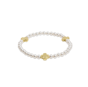enewton Signature Cross Pearl Pattern 4mm Bead Bracelet - Gold