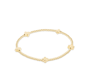 enewton Signature Cross Small Gold Pattern 2mm Bead Bracelet - Gold
