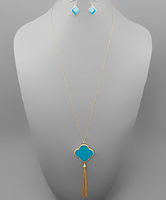 Clover Tassel Earrings & Necklace Set
